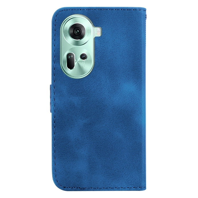 For OPPO Reno11 Global 7-shaped Embossed Leather Phone Case(Blue) -  by PMC TechLife | Online Shopping South Africa | PMC TechLife | Buy Now Pay Later Mobicred