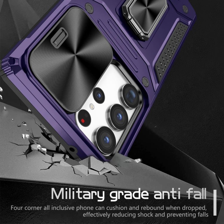 For Samsung Galaxy S23 Ultra 5G Camshield Robot TPU Hybrid PC Phone Case(Purple) - Galaxy Phone Cases by PMC TechLife | Online Shopping South Africa | PMC TechLife