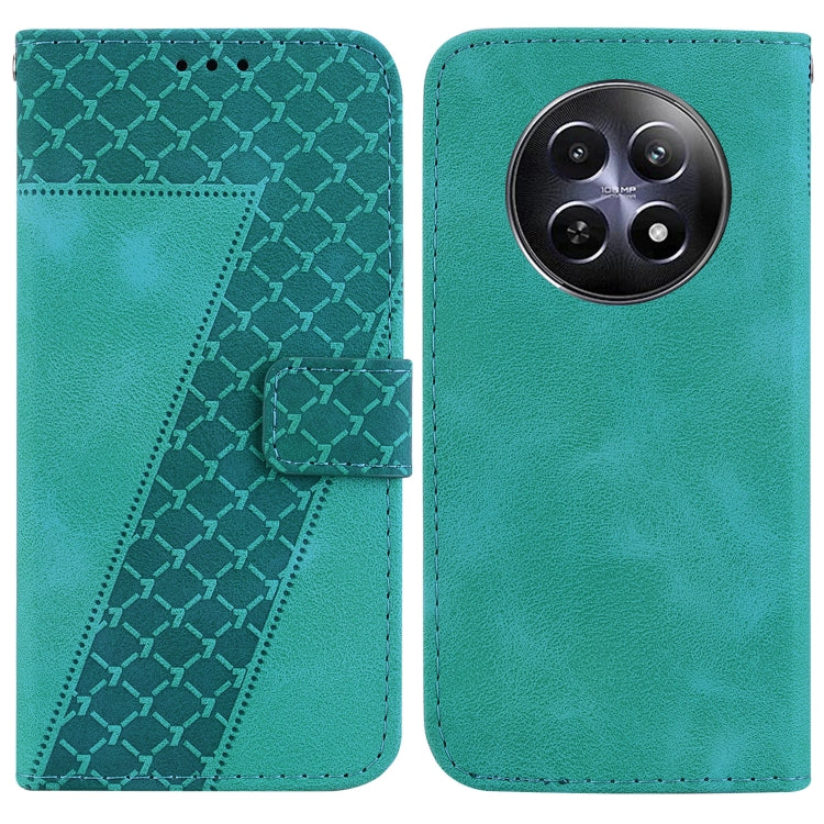 For Realme 12 5G 7-shaped Embossed Leather Phone Case(Green) - Realme Cases by PMC TechLife | Online Shopping South Africa | PMC TechLife | Buy Now Pay Later Mobicred