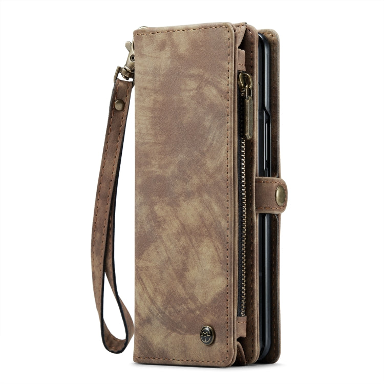 For Samsung Galaxy Z Fold5 CaseMe 008 Multifunctional Zipper Wallet Phone Leather Case(Brown) - free shipping - PMC Jewellery - Order now!
