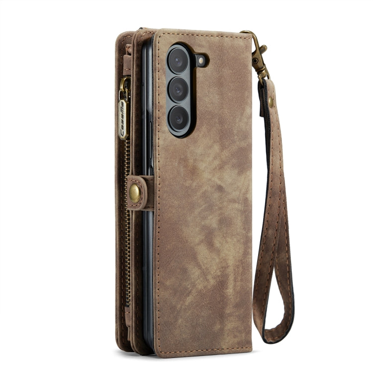 For Samsung Galaxy Z Fold5 CaseMe 008 Multifunctional Zipper Wallet Phone Leather Case(Brown) - free shipping - PMC Jewellery - Order now!