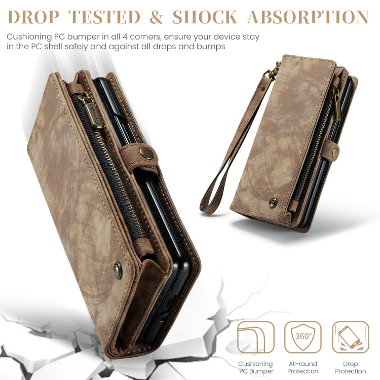For Samsung Galaxy Z Fold5 CaseMe 008 Multifunctional Zipper Wallet Phone Leather Case(Brown) - free shipping - PMC Jewellery - Order now!