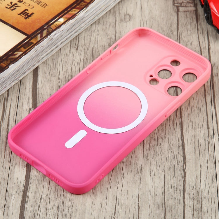 For iPhone 15 Liquid TPU Silicone Gradient MagSafe Phone Case(Pink Red) - iPhone 15 Cases by PMC TechLife | Online Shopping South Africa | PMC TechLife