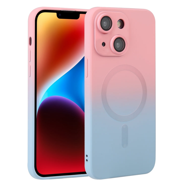 For iPhone 15 Plus Liquid TPU Silicone Gradient MagSafe Phone Case(Pink Blue) - iPhone 15 Plus Cases by PMC TechLife | Online Shopping South Africa | PMC TechLife