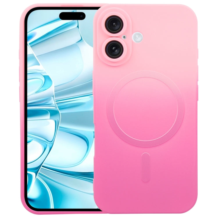 For iPhone 16 Plus Liquid TPU Silicone Gradient MagSafe Phone Case(Pink Red) - free shipping - PMC Jewellery - Order now!