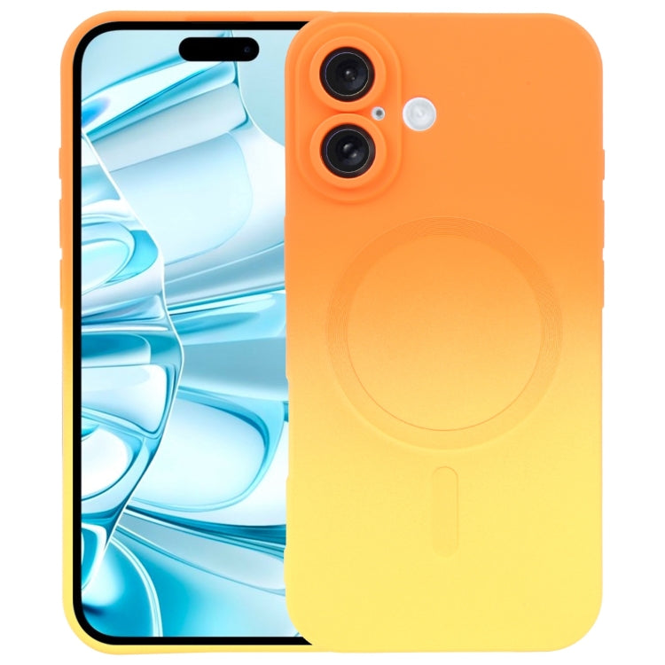 For iPhone 16 Liquid TPU Silicone Gradient MagSafe Phone Case(Orange Yellow) - iPhone 16 Cases by PMC TechLife | Online Shopping South Africa | PMC TechLife | Buy Now Pay Later Mobicred