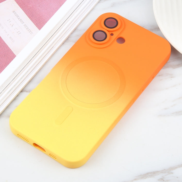 For iPhone 16 Liquid TPU Silicone Gradient MagSafe Phone Case(Orange Yellow) - iPhone 16 Cases by PMC TechLife | Online Shopping South Africa | PMC TechLife | Buy Now Pay Later Mobicred