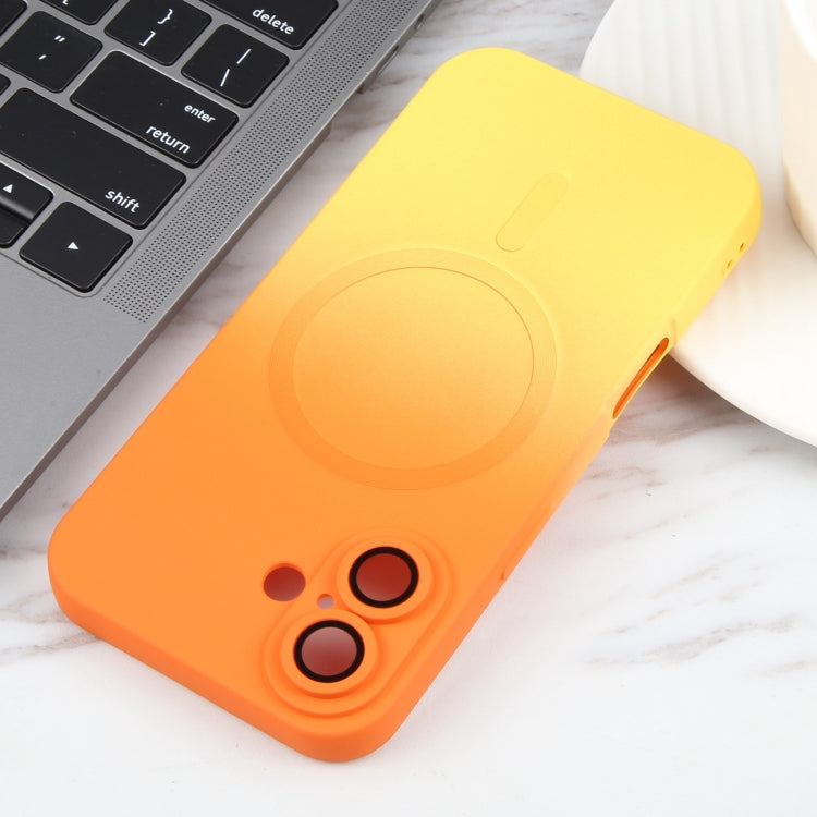 For iPhone 16 Liquid TPU Silicone Gradient MagSafe Phone Case(Orange Yellow) - iPhone 16 Cases by PMC TechLife | Online Shopping South Africa | PMC TechLife | Buy Now Pay Later Mobicred