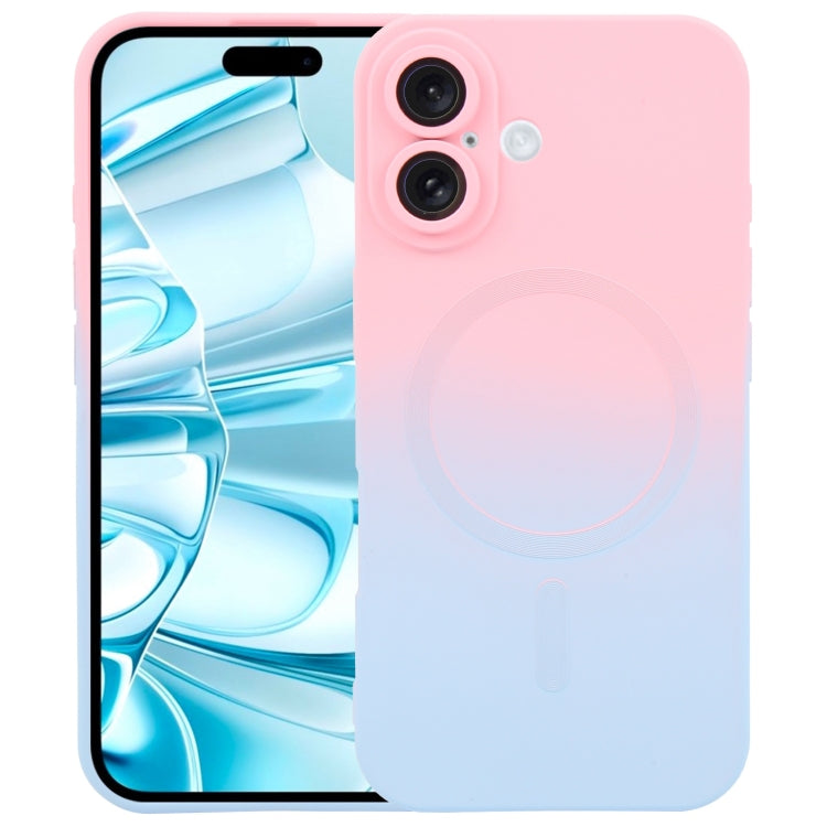 For iPhone 16 Liquid TPU Silicone Gradient MagSafe Phone Case(Pink Blue) - iPhone 16 Cases by PMC TechLife | Online Shopping South Africa | PMC TechLife | Buy Now Pay Later Mobicred