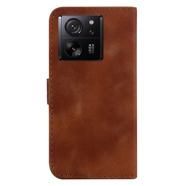 For Xiaomi 13T / 13T Pro / Redmi K60 Ultra 7-shaped Embossed Leather Phone Case(Brown) - Redmi K60 Ultra Cases by PMC TechLife | Online Shopping South Africa | PMC TechLife | Buy Now Pay Later Mobicred