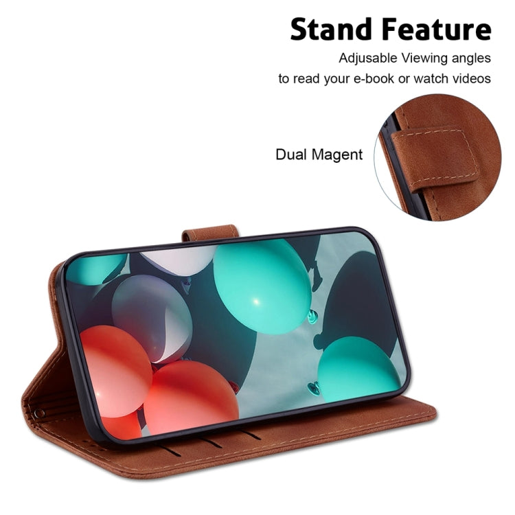 For Xiaomi 13T / 13T Pro / Redmi K60 Ultra 7-shaped Embossed Leather Phone Case(Brown) - Redmi K60 Ultra Cases by PMC TechLife | Online Shopping South Africa | PMC TechLife | Buy Now Pay Later Mobicred