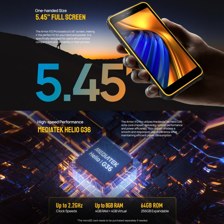 Ulefone Armor X12 Pro, 4GB+64GB, IP68/IP69K Rugged Phone, 5.45 inch Android 13 MediaTek Helio G36 Octa Core, Network: 4G, NFC(Some Orange) - free shipping - PMC TechLife - Order now!
