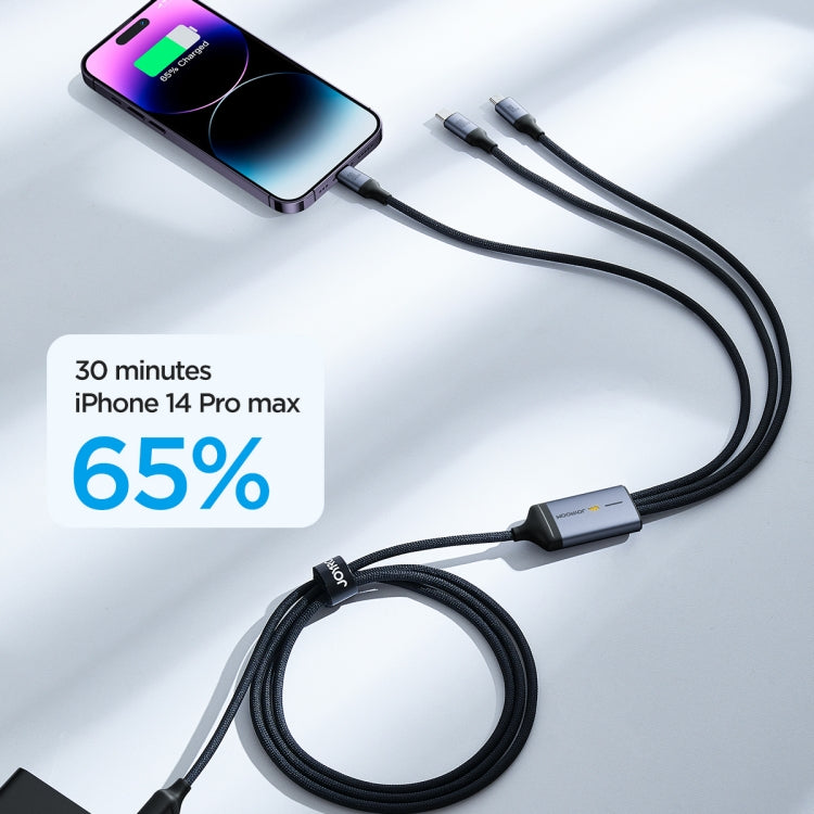 JOYROOM A21 3.5A USB+Type-C to 8 Pin+Type-C+Micro USB 3 in 2 Charging Cable, Length: 1.2m(Black) - free shipping - PMC Jewellery - Order now!