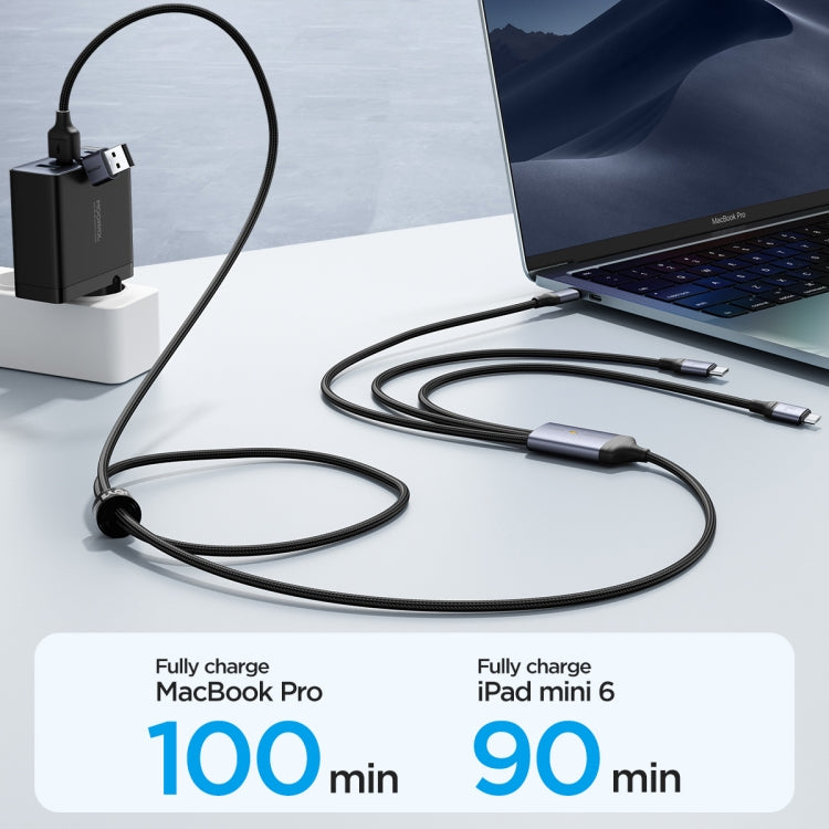 JOYROOM A21 3.5A USB+Type-C to 8 Pin+Type-C+Micro USB 3 in 2 Charging Cable, Length: 1.2m(Black) - free shipping - PMC Jewellery - Order now!
