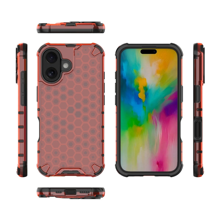 For iPhone 16 Honeycomb Shockproof Phone Case(Red) - iPhone 16 Cases by PMC TechLife | Online Shopping South Africa | PMC TechLife | Buy Now Pay Later Mobicred
