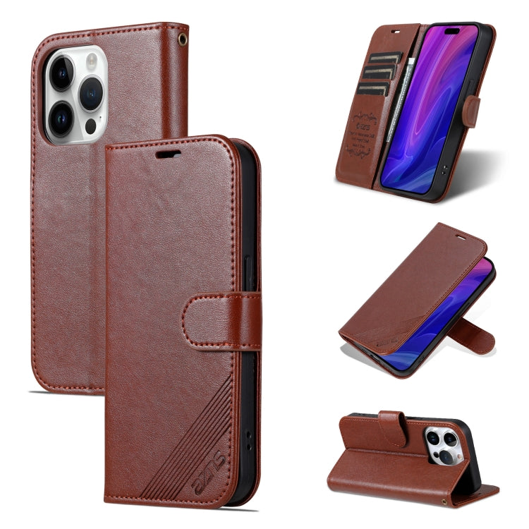 For iPhone 16 Pro AZNS Sheepskin Texture Flip Leather Phone Case(Brown) - iPhone 16 Pro Cases by AZNS | Online Shopping South Africa | PMC TechLife | Buy Now Pay Later Mobicred