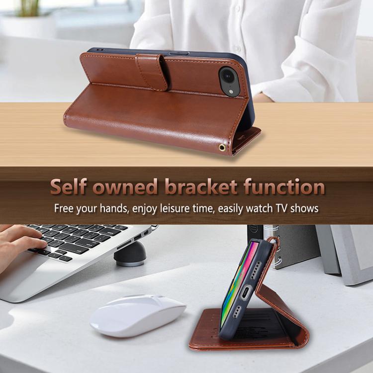 For iPhone 16e AZNS Sheepskin Texture Flip Leather Phone Case(Red) - iPhone 16e Cases by AZNS | Online Shopping South Africa | PMC TechLife | Buy Now Pay Later Mobicred