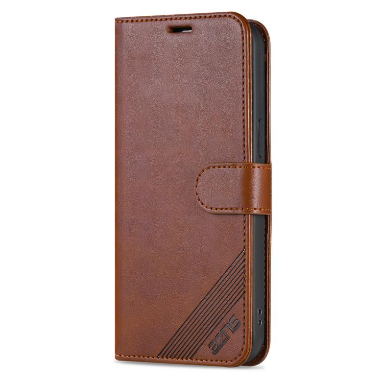 For iPhone 16e AZNS Sheepskin Texture Flip Leather Phone Case(Brown) - iPhone 16e Cases by AZNS | Online Shopping South Africa | PMC TechLife | Buy Now Pay Later Mobicred
