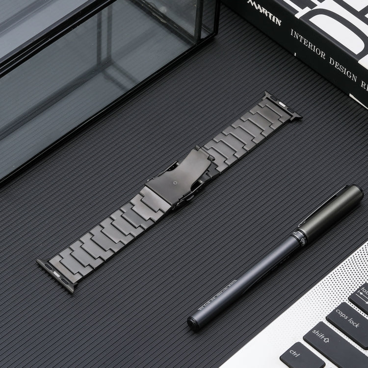 For Apple Watch SE 2022 44mm Safety Buckle Titanium Steel Watch Band(Grey) - Watch Bands by PMC TechLife | Online Shopping South Africa | PMC TechLife