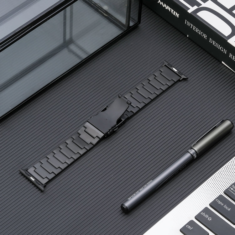 For Apple Watch Series 7 41mm Safety Buckle Titanium Steel Watch Band(Black) - Watch Bands by PMC TechLife | Online Shopping South Africa | PMC TechLife