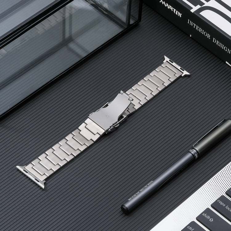 For Apple Watch Series 7 45mm Safety Buckle Titanium Steel Watch Band(Silver) - Watch Bands by PMC TechLife | Online Shopping South Africa | PMC TechLife