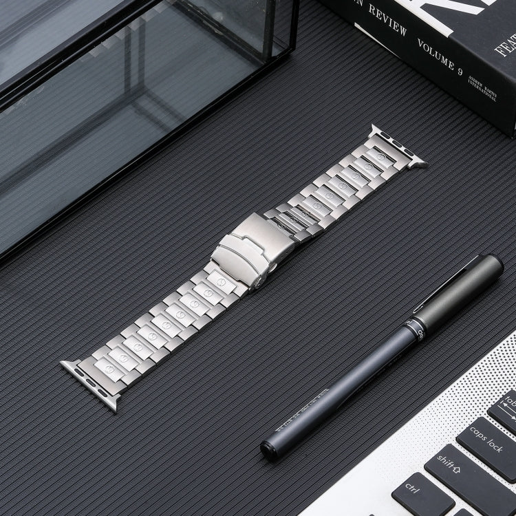 For Apple Watch SE 40mm Safety Buckle Titanium Steel Watch Band(Silver) - Watch Bands by PMC TechLife | Online Shopping South Africa | PMC TechLife