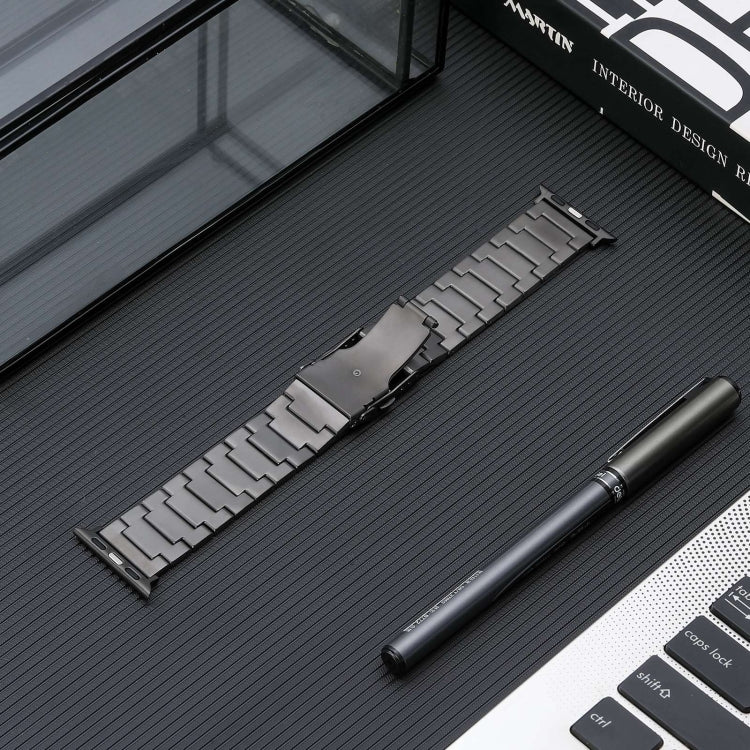 For Apple Watch SE 44mm Safety Buckle Titanium Steel Watch Band(Grey) - Watch Bands by PMC TechLife | Online Shopping South Africa | PMC TechLife