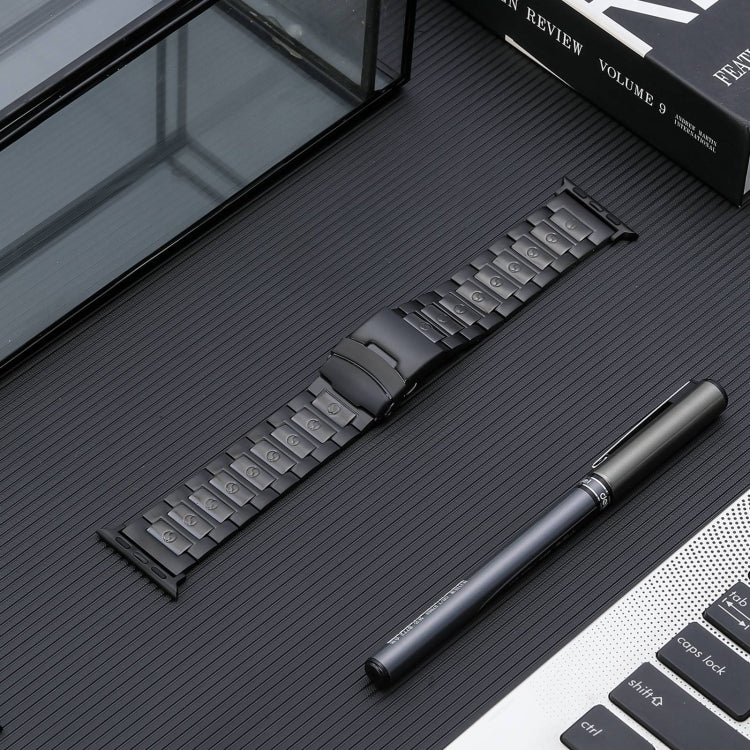 For Apple Watch Series 6 44mm Safety Buckle Titanium Steel Watch Band(Black) - Watch Bands by PMC TechLife | Online Shopping South Africa | PMC TechLife