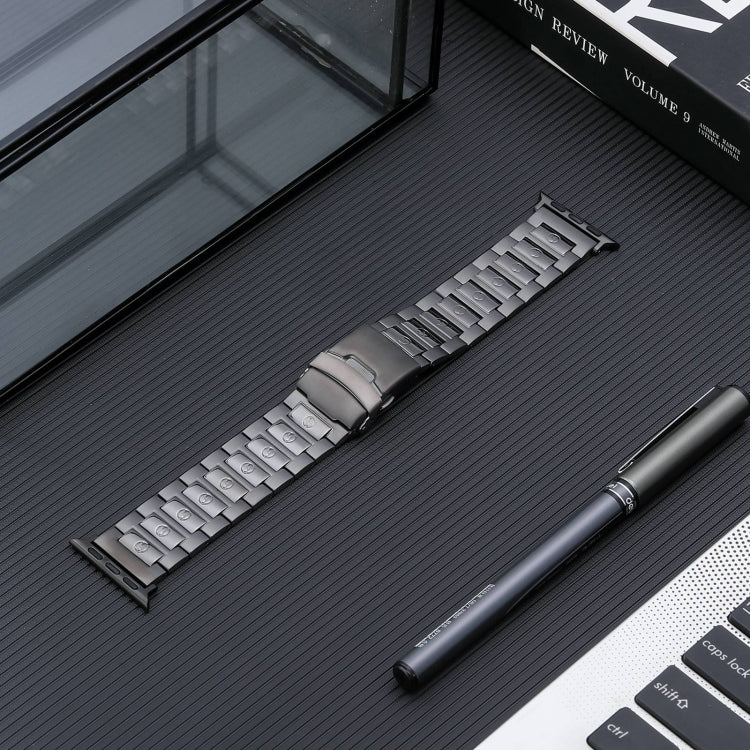 For Apple Watch Series 6 44mm Safety Buckle Titanium Steel Watch Band(Grey) - Watch Bands by PMC TechLife | Online Shopping South Africa | PMC TechLife