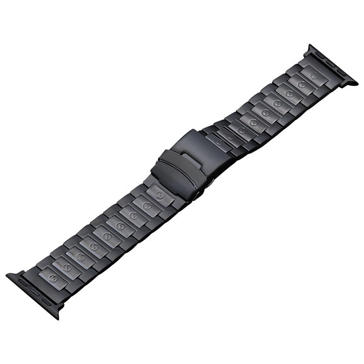 For Apple Watch Series 2 38mm Safety Buckle Titanium Steel Watch Band(Black) - Watch Bands by PMC TechLife | Online Shopping South Africa | PMC TechLife