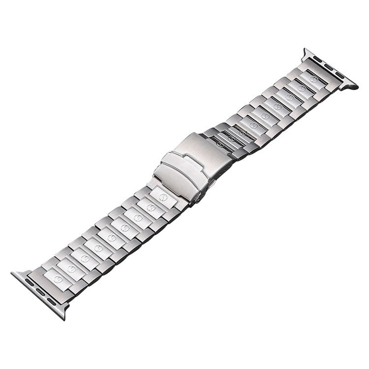 For Apple Watch 42mm Safety Buckle Titanium Steel Watch Band(Silver) - Watch Bands by PMC TechLife | Online Shopping South Africa | PMC TechLife