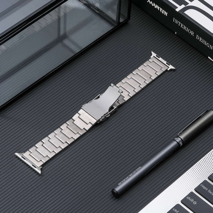 For Apple Watch 42mm Safety Buckle Titanium Steel Watch Band(Silver) - Watch Bands by PMC TechLife | Online Shopping South Africa | PMC TechLife