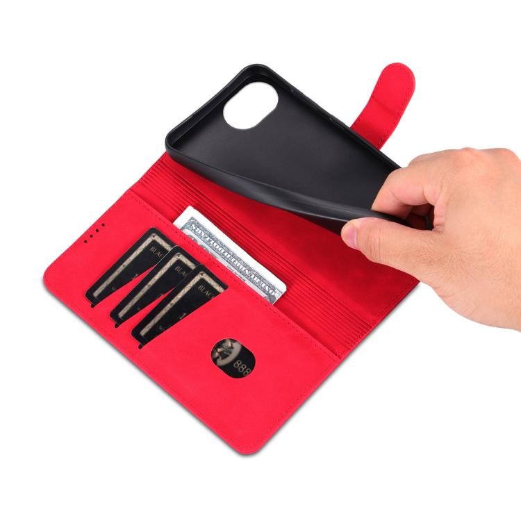 For iPhone 16e AZNS Skin Feel Calf Texture Flip Leather Phone Case(Red) - iPhone 16e Cases by AZNS | Online Shopping South Africa | PMC TechLife | Buy Now Pay Later Mobicred