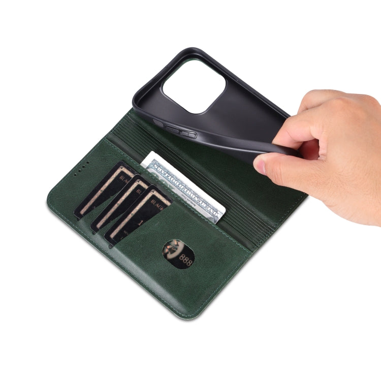 For iPhone 16 Pro AZNS Magnetic Calf Texture Flip Leather Phone Case(Dark Green) - iPhone 16 Pro Cases by AZNS | Online Shopping South Africa | PMC Jewellery | Buy Now Pay Later Mobicred