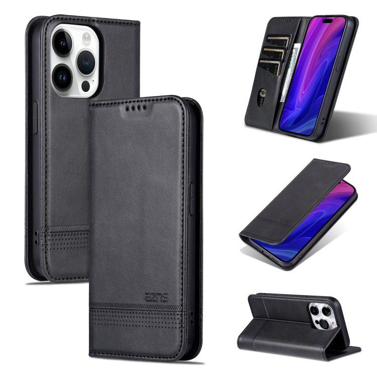 For iPhone 16 Pro AZNS Magnetic Calf Texture Flip Leather Phone Case(Black) - iPhone 16 Pro Cases by AZNS | Online Shopping South Africa | PMC TechLife | Buy Now Pay Later Mobicred