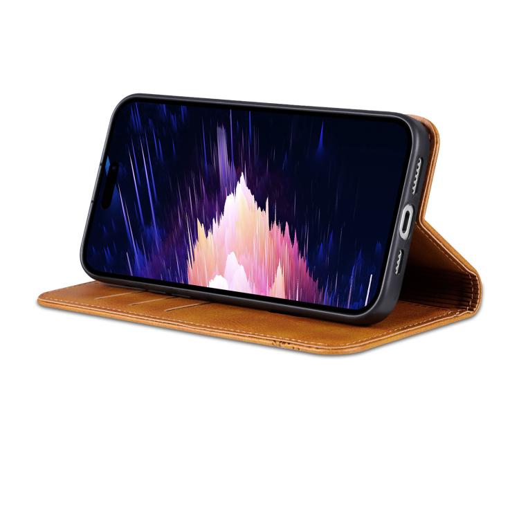 For iPhone 16e AZNS Magnetic Calf Texture Flip Leather Phone Case(Light Brown) - iPhone 16e Cases by AZNS | Online Shopping South Africa | PMC TechLife | Buy Now Pay Later Mobicred