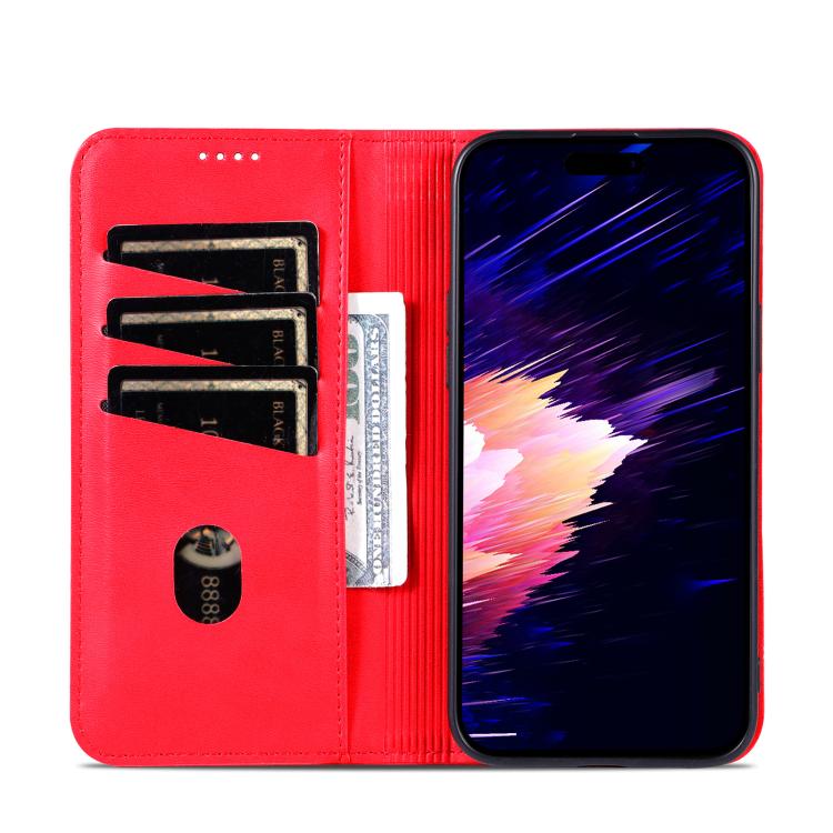 For iPhone 16e AZNS Magnetic Calf Texture Flip Leather Phone Case(Red) - iPhone 16e Cases by AZNS | Online Shopping South Africa | PMC TechLife | Buy Now Pay Later Mobicred