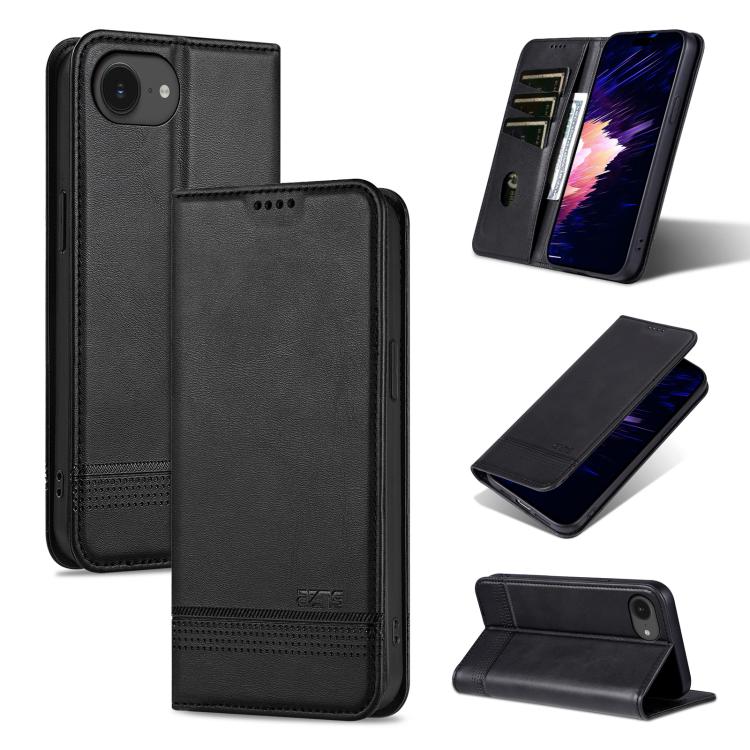 For iPhone 16e AZNS Magnetic Calf Texture Flip Leather Phone Case(Black) - iPhone 16e Cases by AZNS | Online Shopping South Africa | PMC TechLife | Buy Now Pay Later Mobicred