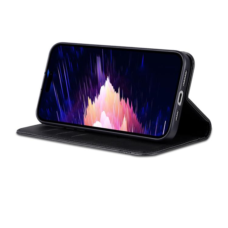 For iPhone 16e AZNS Magnetic Calf Texture Flip Leather Phone Case(Black) - iPhone 16e Cases by AZNS | Online Shopping South Africa | PMC TechLife | Buy Now Pay Later Mobicred