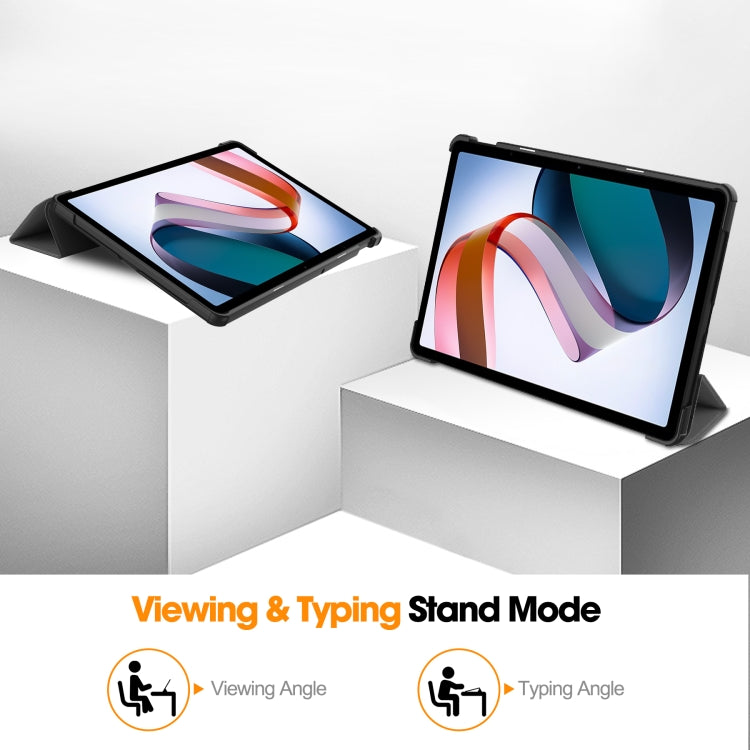 For Xiaomi Redmi Pad SE Custer Pure Color 3-Fold Holder Leather Tablet Case(Grey) - More Tablet Cases by PMC TechLife | Online Shopping South Africa | PMC TechLife