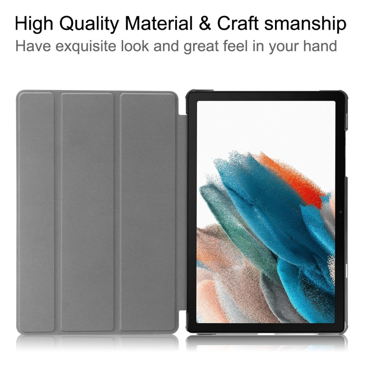 For Samsung Galaxy Tab A9 Custer Pure Color 3-Fold Holder Leather Tablet Case(Wine Red) - Others by PMC TechLife | Online Shopping South Africa | PMC TechLife | Buy Now Pay Later Mobicred
