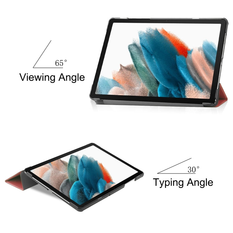 For Samsung Galaxy Tab A9 Custer Pure Color 3-Fold Holder Leather Tablet Case(Wine Red) - Others by PMC TechLife | Online Shopping South Africa | PMC TechLife | Buy Now Pay Later Mobicred