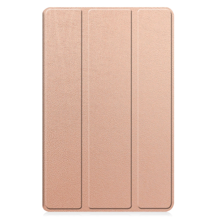 For Samsung Galaxy Tab A9 Custer Pure Color 3-Fold Holder Leather Tablet Case(Rose Gold) - Others by PMC TechLife | Online Shopping South Africa | PMC TechLife | Buy Now Pay Later Mobicred