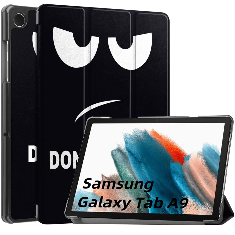 For Samsung Galaxy Tab A9 Custer Painted 3-Fold Holder Smart Leather Tablet Case(Big Eye) - Galaxy Tab A9 by PMC TechLife | Online Shopping South Africa | PMC TechLife