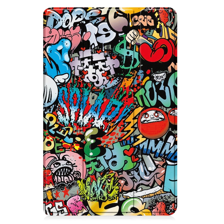 For Samsung Galaxy Tab A9 Custer Painted 3-Fold Holder Smart Leather Tablet Case(Graffiti) - Galaxy Tab A9 by PMC TechLife | Online Shopping South Africa | PMC TechLife
