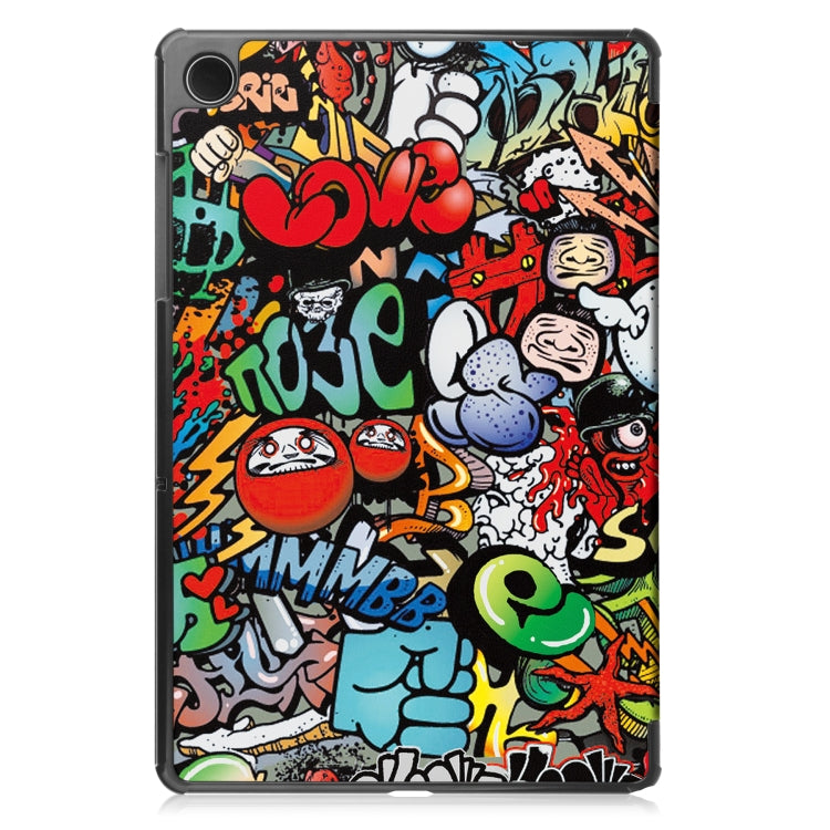 For Samsung Galaxy Tab A9 Custer Painted 3-Fold Holder Smart Leather Tablet Case(Graffiti) - Galaxy Tab A9 by PMC TechLife | Online Shopping South Africa | PMC TechLife