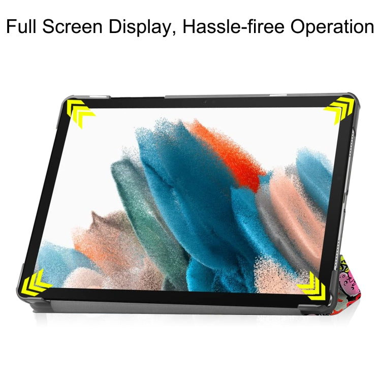 For Samsung Galaxy Tab A9 Custer Painted 3-Fold Holder Smart Leather Tablet Case(Graffiti) - Galaxy Tab A9 by PMC TechLife | Online Shopping South Africa | PMC TechLife