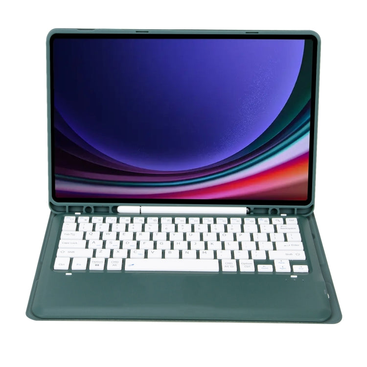 For Samsung Galaxy Tab S9 FE+ A810B Pen Slot Detachable Bluetooth Keyboard Leather Tablet Case(Dark Green) - Samsung Keyboard by PMC TechLife | Online Shopping South Africa | PMC TechLife