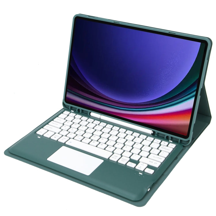 For Samsung Galaxy Tab S9+ A810B-A Touch Pad Detachable Bluetooth Keyboard Leather Tablet Case(Dark Green) - Samsung Keyboard by PMC TechLife | Online Shopping South Africa | PMC TechLife