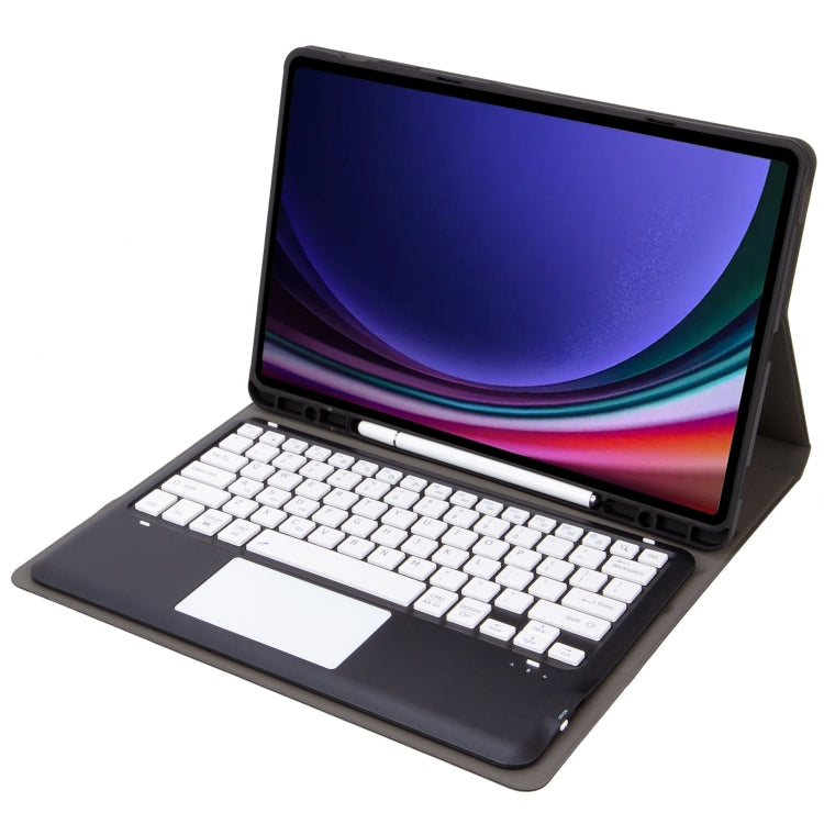 For Samsung Galaxy Tab S9 FE+ A810B-A Touch Pad Detachable Bluetooth Keyboard Leather Tablet Case(Black+White) - Samsung Keyboard by PMC TechLife | Online Shopping South Africa | PMC TechLife